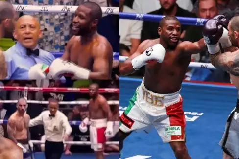 Bizarní výměna rozhodčího! Mayweather se představil v odvetě s mafiánským synkem