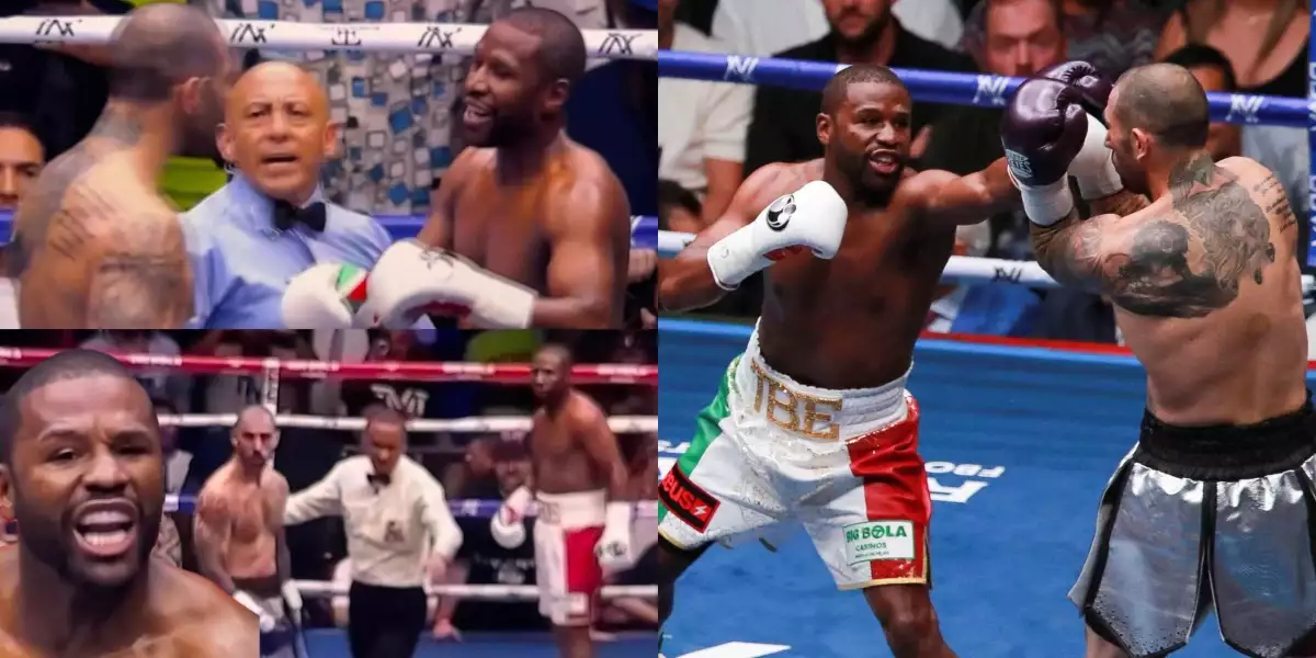 Bizarní výměna rozhodčího! Mayweather se představil v odvetě s mafiánským synkem