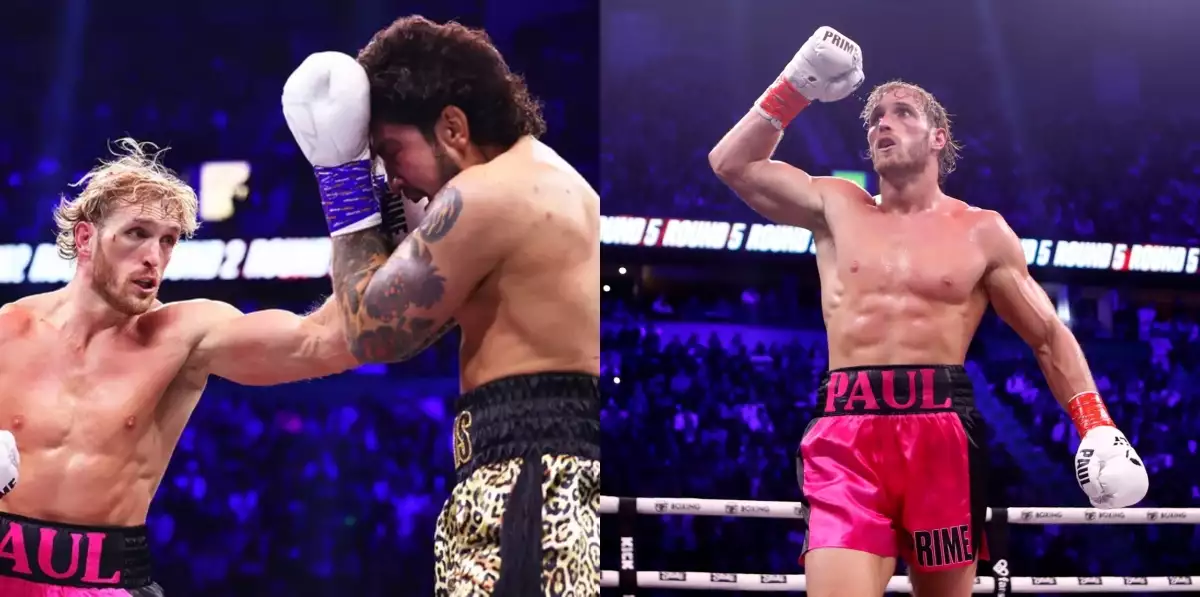 Logan Paul reaguje na výhru nad špinavým boxovacím pytlem Dillonem Danisem