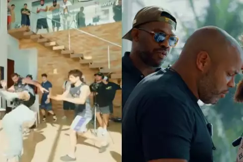 V ruské reality show s Jonesem a Cormierem vypukl chaos a jeden z účastníků sáhl po noži