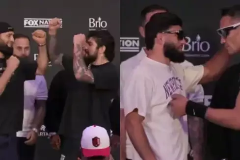 VIDEO: Chimaev a Danis tváří v tvář! Ferguson Tsarukyanovi potahal bradavku
