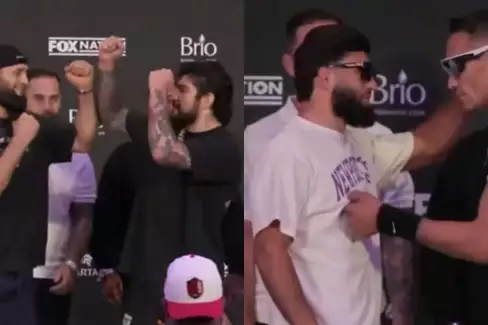 VIDEO: Chimaev a Danis tváří v tvář! Ferguson Tsarukyanovi potahal bradavku