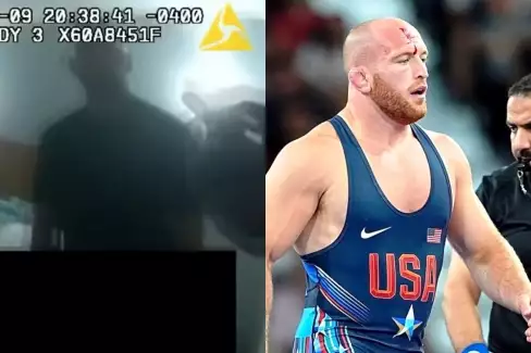 VIDEO: Policie zveřejnila záběry z bizarního zatčení olympijského medailisty