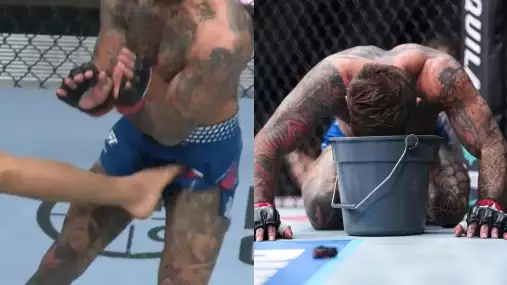 VIDEO: Bývalý šampion UFC schytal několik úderů slabin a pozvracel oktagon!