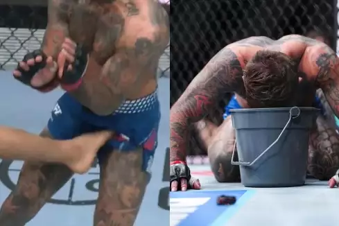 VIDEO: Bývalý šampion UFC schytal několik úderů slabin a pozvracel oktagon!