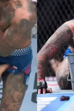 VIDEO: Bývalý šampion UFC schytal několik úderů slabin a pozvracel oktagon!