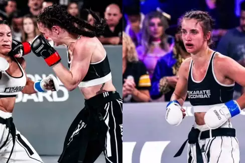 Monika Chochlíková reaguje na porážku v titulovém zápase Karate Combat