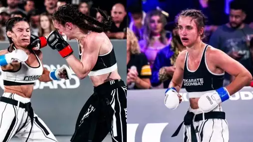 Monika Chochlíková reaguje na porážku v titulovém zápase Karate Combat