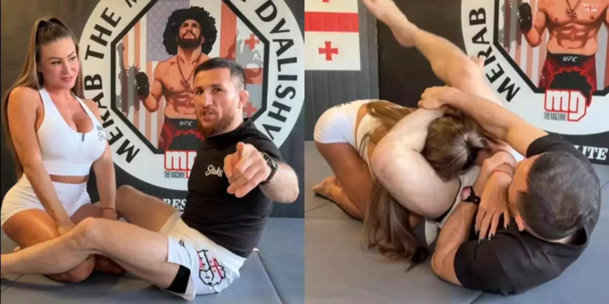 VIDEO: Submise nebo hrátky? Dvalishvili zamkl prsatici v rozkroku